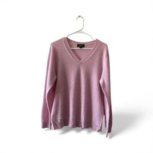100% Pure Cashmere Sweater XL Pink V Neck Charter Club Quiet Luxury
